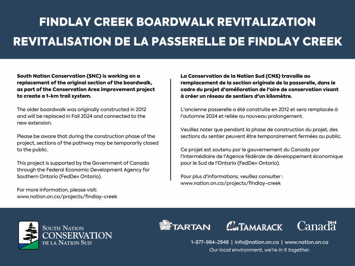 Findlay Creek Boardwalk Project Sign